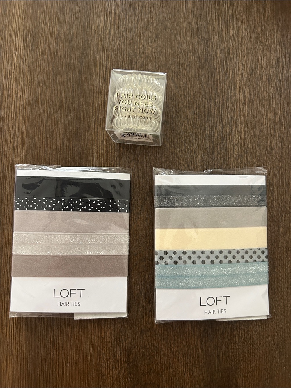 LOFT Neutral and Pastel Hair Tie Sets (2) (Bonus: Clear Spiral Coils)